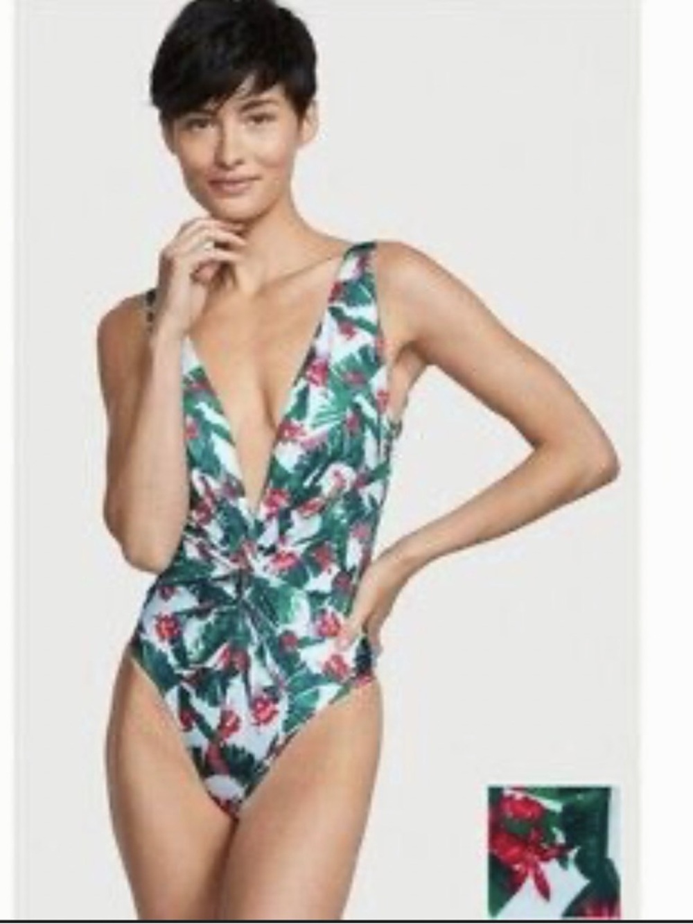 Victoria’s Secret Floral Tropical One-Piece Swimsuit - Green & Pink